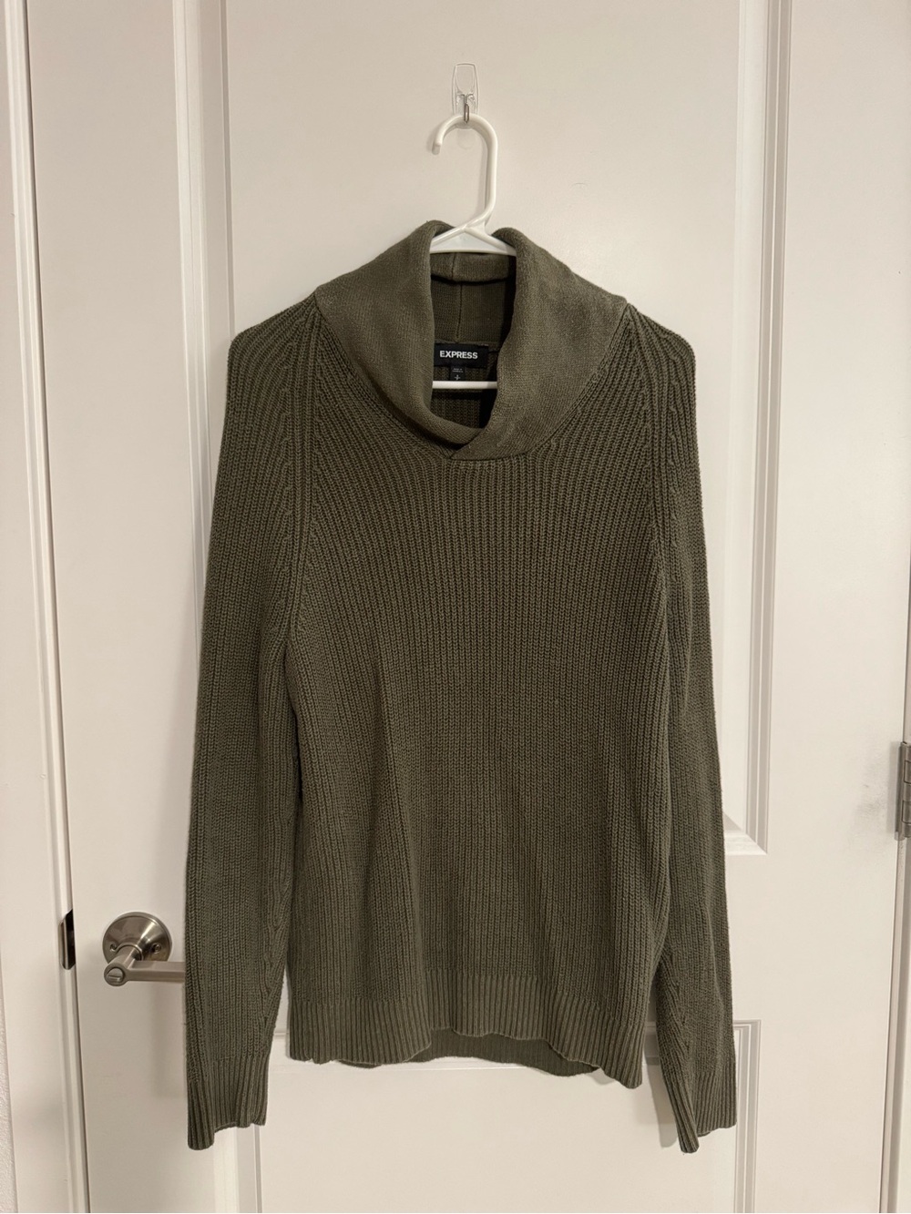 Express Olive Cowl Neck Knit Sweater